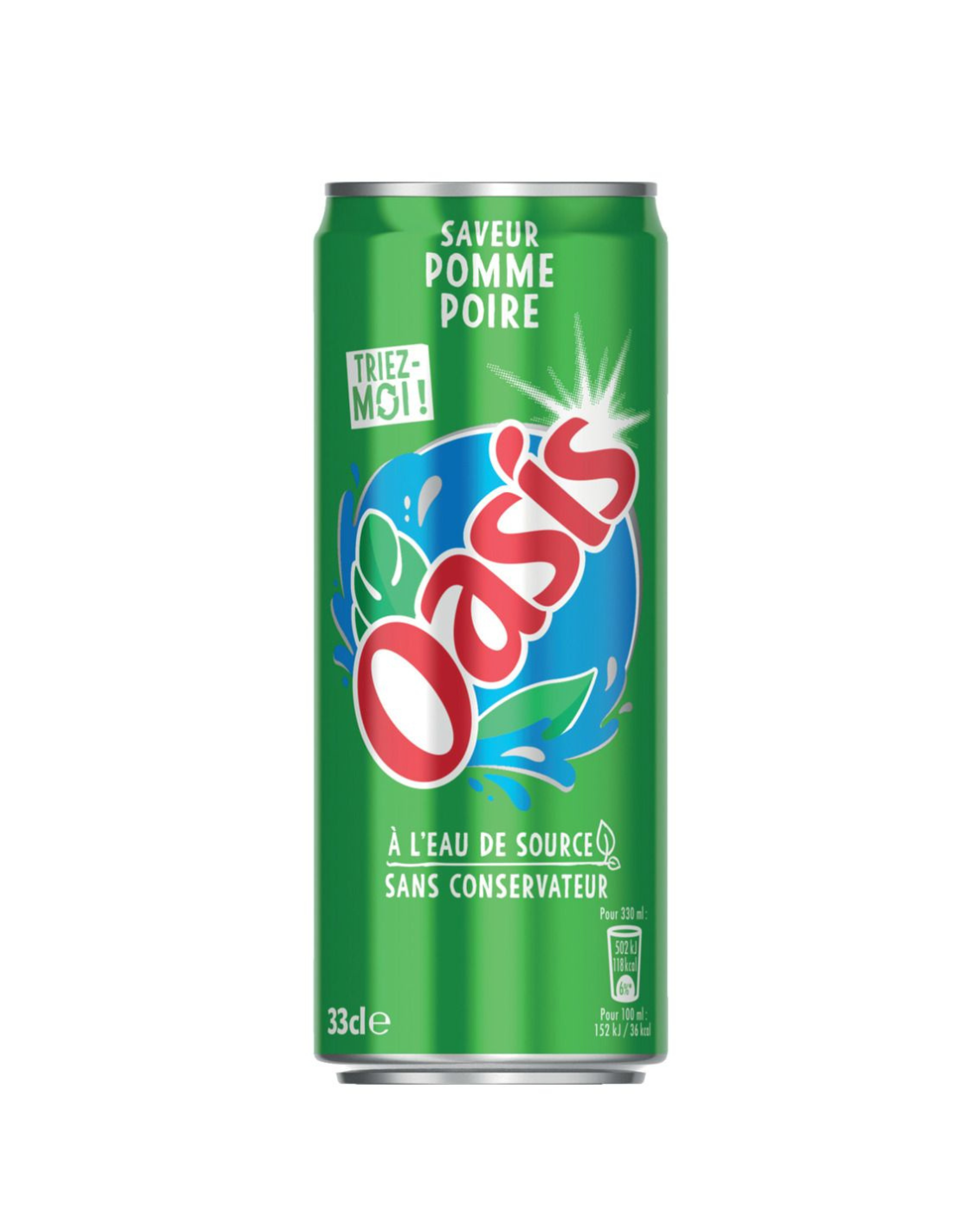 Oasis Pomme-Poire – Pack de 24 canettes 33 cl